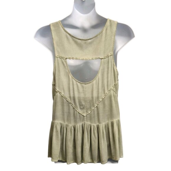 POL Clothing Womens Small Tank Top  Boho Oversized Sage Green Mineral Washed - Picture 2 of 9